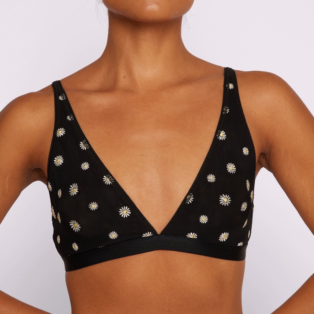 Parade Embroidered Mesh Plunge Bralette